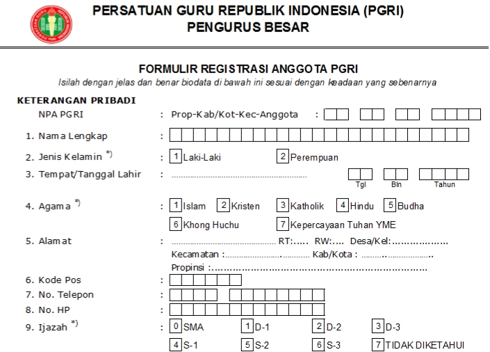 Pendaftaran PGRI Tambora - Persatuan Guru Republik Indonesia Cabang Tambora